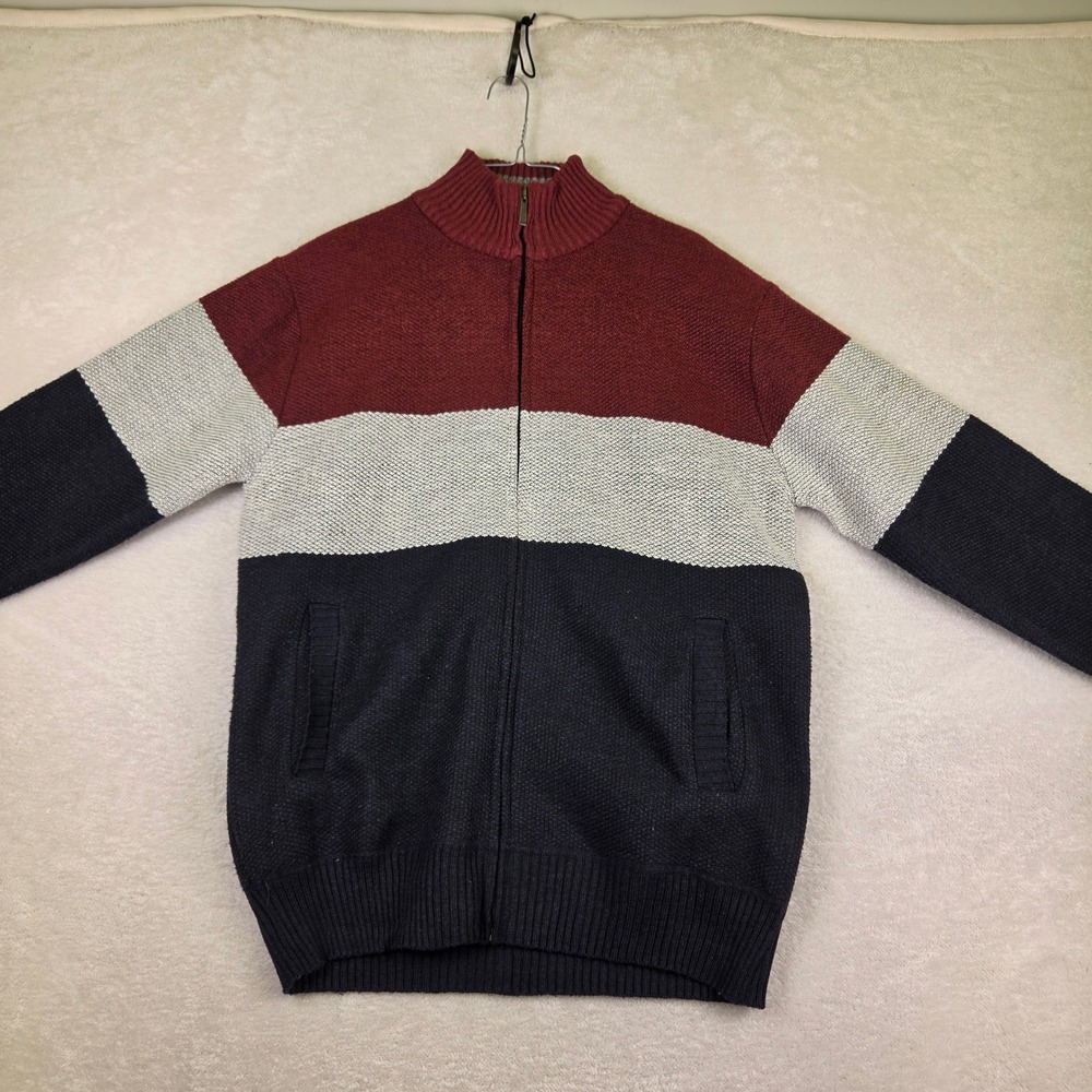 Billy London Mens XL Full Zip Fleece Lined Colorblock Cardigan Sweater 4136